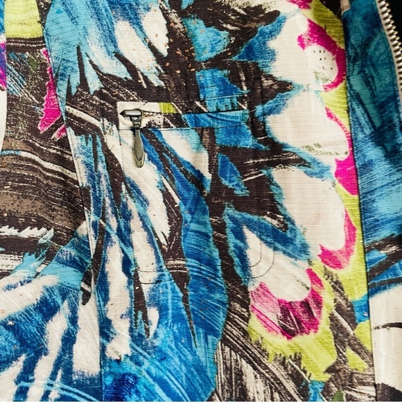 Chico’s woman blazer jacket size 3 Large full zip abstract 100% cotton - Picture 7 of 8